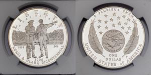 United States of America, Silver Dollar, 26.73g, 2004, Lewis and Clark Bicentennial, NGC P