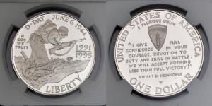 United States of America, Silver Dollar, 26.73g, 1993, 50th Anniversary of World War II, N