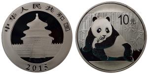 China, Silver 10 Yuan, 31.07g, 2015, Panda.