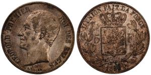 Belgium, Leopold I, Silver 5 Francs, 24.8g, 1850, (KM 17).