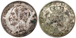 Belgium, Leopold I, Silver 5 Francs, 24.79g, 1853, (KM 17).