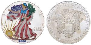 United States of America, Silver Dollar, 1 Oz, 31.17g, 2000, American Silver Eagle, (KM 27