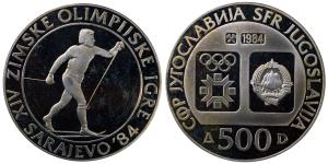 Yugoslavia, Silver 500 Dinara, 23.48g, 1984, Winter Olympics Sarajevo, (KM 109).