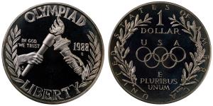 United States of America, Silver Dollar, 26.99g, 1988, 1988 Olympics Seoul, (KM 222).