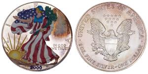 United States of America, Silver Dollar, 1 Oz, 31.22g, 2000, American Silver Eagle, (KM 27