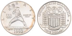 United States of America, Silver Dollar, 26.73g, 1992, XXV Olympiad, (KM 234).