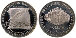 United States of America, Silver Dollar, 26.73g, 1989, Bicentennial of the Congress, (KM 2