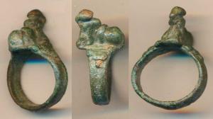Copper Ring, 6.97g, depicting recumbent seated bull. A religious Shaivaite object of art o