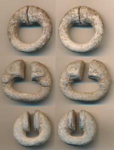 Ancient lead Jewellery, (5) (c. 300 BC- 100 AD), Malwa area. A group of three large earrin