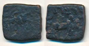 Indo-Scythian, Azes, Copper Unit, 10.76g, king holding spear mounted on a horse to right o