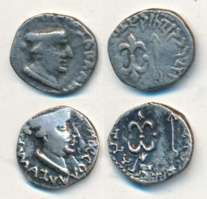 Western Kshatrapa, Nahapana (c. AD 119-124), Silver Drachma, (2) obv helmeted bust of the 