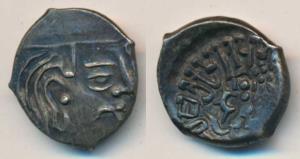 Kumaragupta, (AD 414-455) Silver Drachma, 1.99g, bust of ruler to right, rev. stylized gar