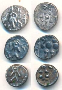 Paramaras of Vidarbha, Bhojadeva, Silver Dramma (3), lion on obv, rev standing human figur