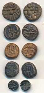 Thanjavur Nayakas, Copper Kasu, obv, Seated Hanuman, rev, Nagari legend (unlisted). Very F