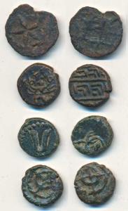 South Indian uncertain Copper Kasu, obv, Garuda in virasana to left ; rev, corrupt Nagari 