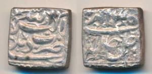 Akbar (AH 963-1014, 1556-1605 AD), Silver Square Rupee, 10.79g, Delhi Mint, Ilahi type, Al