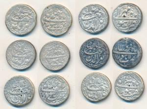 Jahangir, Silver Rupee, (set of 6 months) Lahore Mint, Month Tir, RY 9, ornamental border 