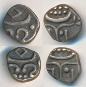 Anizham Thirunal and Ayilam Thirunal Rama Varma, Silver Chuckram, 0.36g, die varieties, Ve