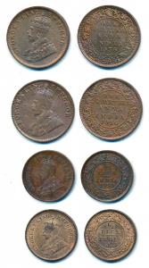 George V, ½ Pice and ¼ Anna. Extremely Fine.