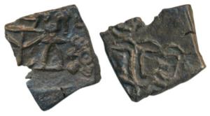 Samigopa, Andhra - Vidarbha border, Copper Unit, 2.47g, obv. Tree with Brahmi legend 'Sami