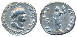 Roman, Vespasian (69-79 AD), Silver Denarius, 3.35g, obv. laureate head of the ruler to ri