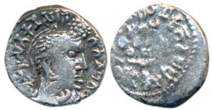 Satavahanas, Gautamiputra Sri Yajna Satakarni, Silver Drachma, 2.24g, obv. bust of the rul