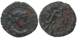 Kushans, Kujula Kadphises (c. 30-80 AD), Copper Drachm, 3.89g, of ’posthumous Hermaios’ ty