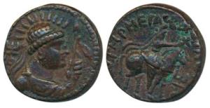 Kushanas, Soter Megas alias Wima Takto (c. 80-100 AD), Copper Drachm, obv. bust of the Kus