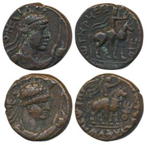 Kushanas, Soter Megas alias Wima Takto, Copper Drachm (2), obv. bust of the Kushan ruler t
