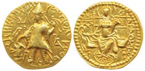 Kushanas, Vashishka (c. 245-266 AD), Gold Dinar, 7.81g, obv. king standing left, holding a