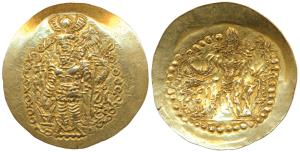 Kushano Sasanian, Bahram / Vahram I (c. 330-365 AD), Gold Dinar, 7.9g, Balkh Mint, obv. ki