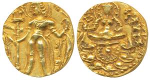 Guptas, Skandagupta (455-480 AD), Gold Heavy Dinar, 9.20g, Archer type, obv. king nimbate,