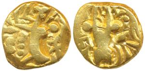 Karkotakas of Kashmir, Pratapaditya II (c. 5th century AD), Base Gold Dinar, 7.30g, obv. s