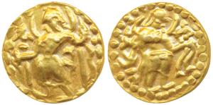 Post-Gupta, East Bengal Samatata region (c. 675-700), Gold Dinar, 6.42g, imitating Gupta c