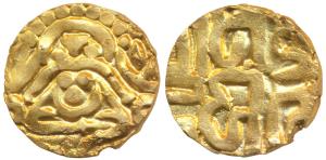 Kalachuris of Tripuri, Gangeya Deva (1015-1040 AD), Base Gold 4 Masha, 3.76g, obv. Goddess