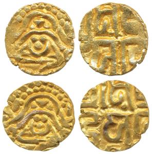 Kalachuris of Tripuri, Gangeya Deva, Base Gold 4½ Masha, 3.87g, obv. Goddess Lakshmi seate