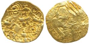 Chalukyas of Kalyana, Jayasimha II Jagadekamalla, Gold Pagoda 3.6g, Punch-marked type, nin