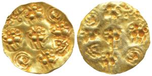 Chalukyas of Kalyana, Jayasimha II Jagadekamalla, Gold Pagoda, 3.66g, Punch-marked type, n
