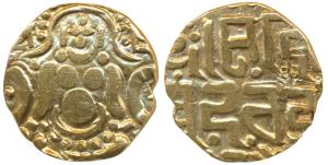 Gahadavalas of Kanauj, Govinda Chandradeva (1114-1154 AD), Gold Dinar, 3.94g, obv. Goddess