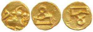 Imperial Gangas of Orissa, (c. 13th century), Gold Fanam, 0.40g, obv. a seated Nandi to ri