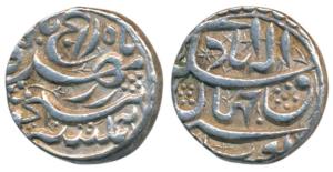 Akbar, Silver Rupee, 11.36g, Allahabad Mint, Poetic couplet ’Ba Gharb Wa Sharq’, rebellion