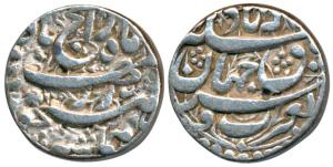 Akbar, Silver Rupee, 10.71g, Allahabad Mint, Poetic couplet ’Ba Gharb Wa Sharq’, rebellion