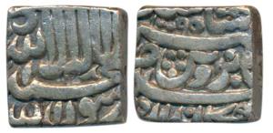 Akbar, Silver Square Rupee, 11.15g, Bangla Mint, AH 1009, ’Kabe Roshan’ couplet, Kalima ty