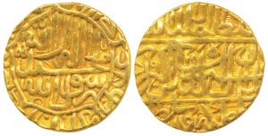 Akbar, Gold Mohur, 10.82g, Dar us-Sultanate Lahore Mint, Kalima on obv., AH 977 (KM 106.4)