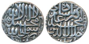 Akbar, Silver Rupee, 11.38g, Patna Mint, Kalima type, AH 985 (KM 80.16). Extremely Fine, S