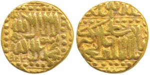 Akbar, Gold Mohur, 10.86g, Patna Mint, Kalima on obv., AH 984. (KM 108.4). Very Fine+, Rar