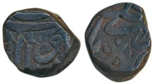Akbar, Copper ½ Dam, 10.16g, (Akbarpur) Dar al Khilafa Tanda Mint, rev. Nasir Al Din title