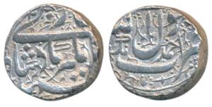 Jahangir, Silver Rupee, 11.18g, Ahmednagar Mint, Kalima type (KM 141.1). About Extremely F