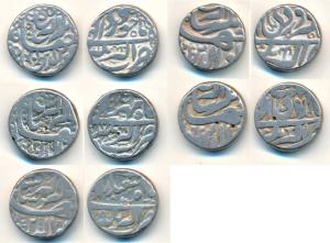 Jahangir, Silver Rupee (5), Akbarnagar Mint, Months Khurdad RY 11; Mihr RY 17; Isfandarmuz