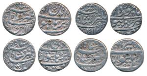 Jahangir, Silver Rupee (4), Burhanpur Mint, Months Tir RY 11; Di RY 8; Khurdad; Aban (KM 1